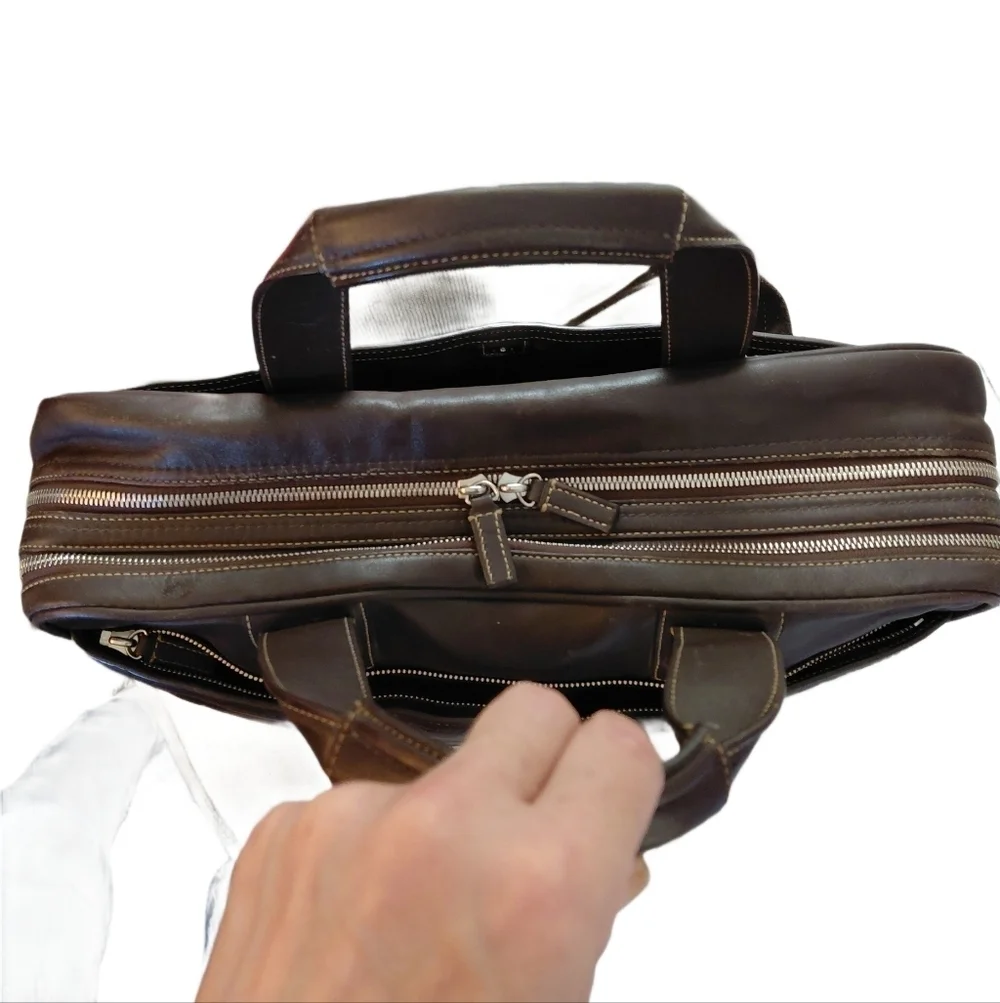 COACH Brown Leather Briefcase Computer Bag Business Travel Tote